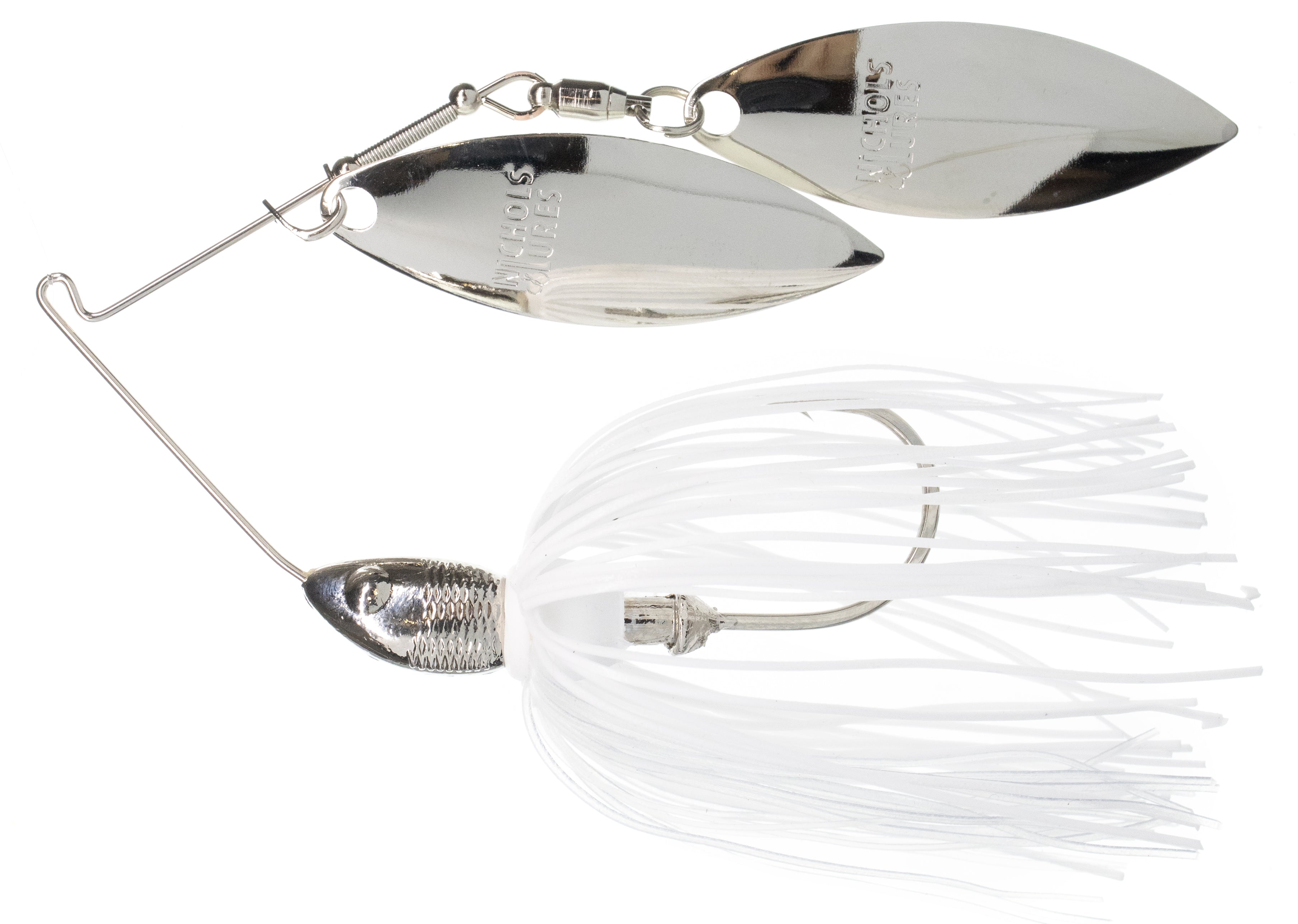 Nichols Lures Pulsator Metal Flake Double Willow Spinnerbait, White/Chartreuse, 1/2-Ounce
